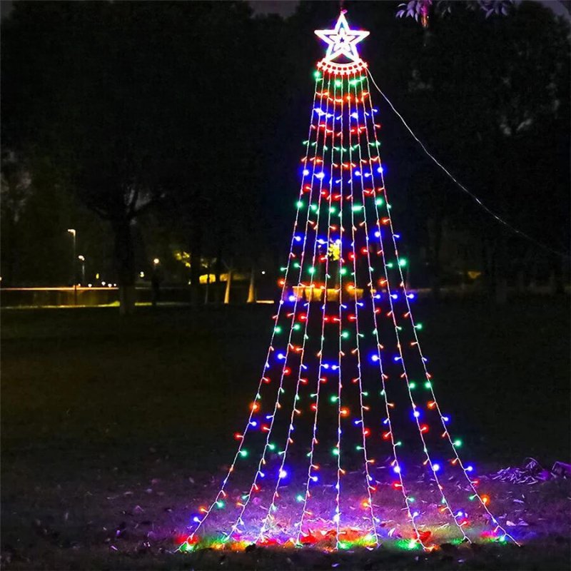 Udendørs LED Lystræ med Stjerne – Stemningsfuld Julebelysning