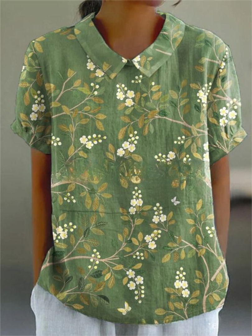 Vintage Blomsterbluse Dame | Komfortabel Pasform