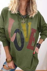 Oversized Dame Hoodie – Med Snor og Subtil Hjerte Detalje