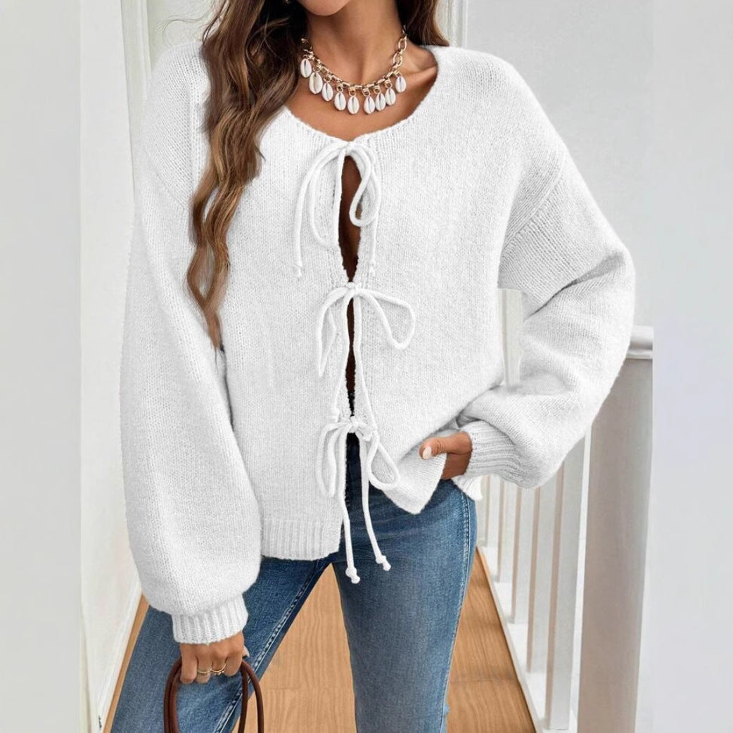 Vest Med Sløjfer Foran - Akryl Cardigan