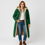 Damen Lange Winterjacke mit Kapuze – Warm, Weich & Stilvoll