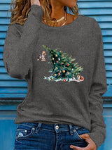 Dame Juletrøje med Hund og Træ – Vinter Sweater