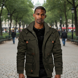 Vandtæt vinterjakke til herrer – Outdoor jakke med fleece hætte og lommer