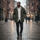 Vandtæt vinterjakke til herrer – Outdoor jakke med fleece hætte og lommer