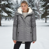 Lang vandtæt vinterjakke med hætte og for
